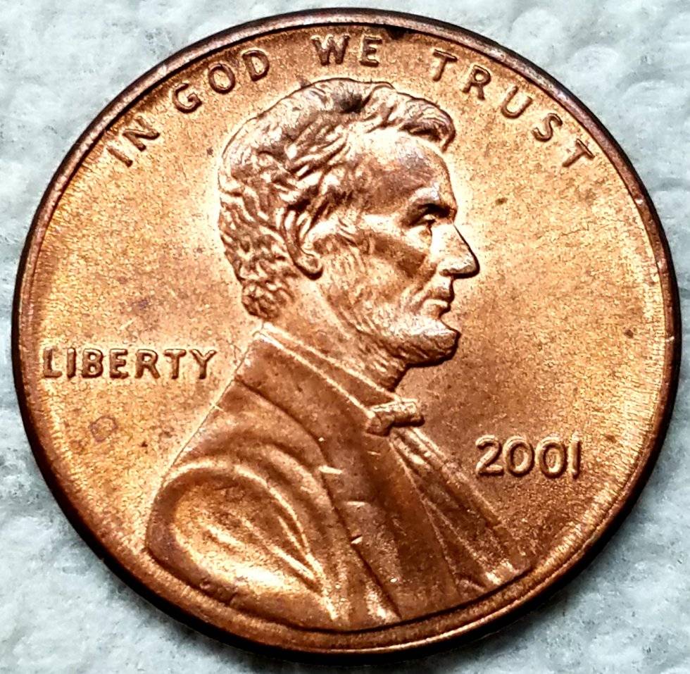 2001-P-Lincoln-Cent-Struck-Through-At-